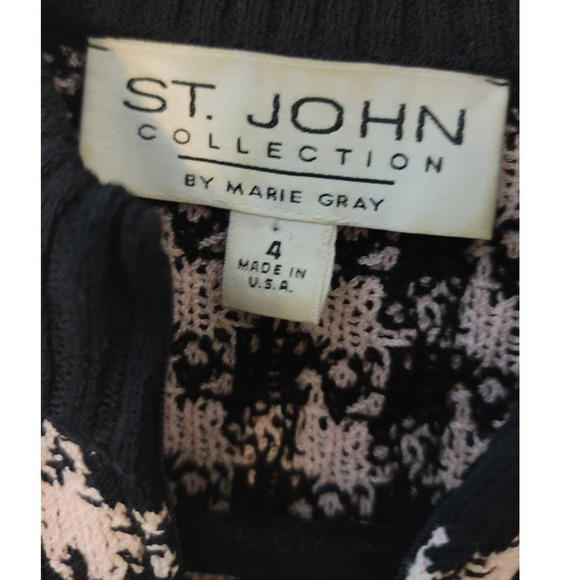 ST JOHN COLLECTION KNITS Pink Black Zipper Jacket Blazer 4 - Picture 5 of 6